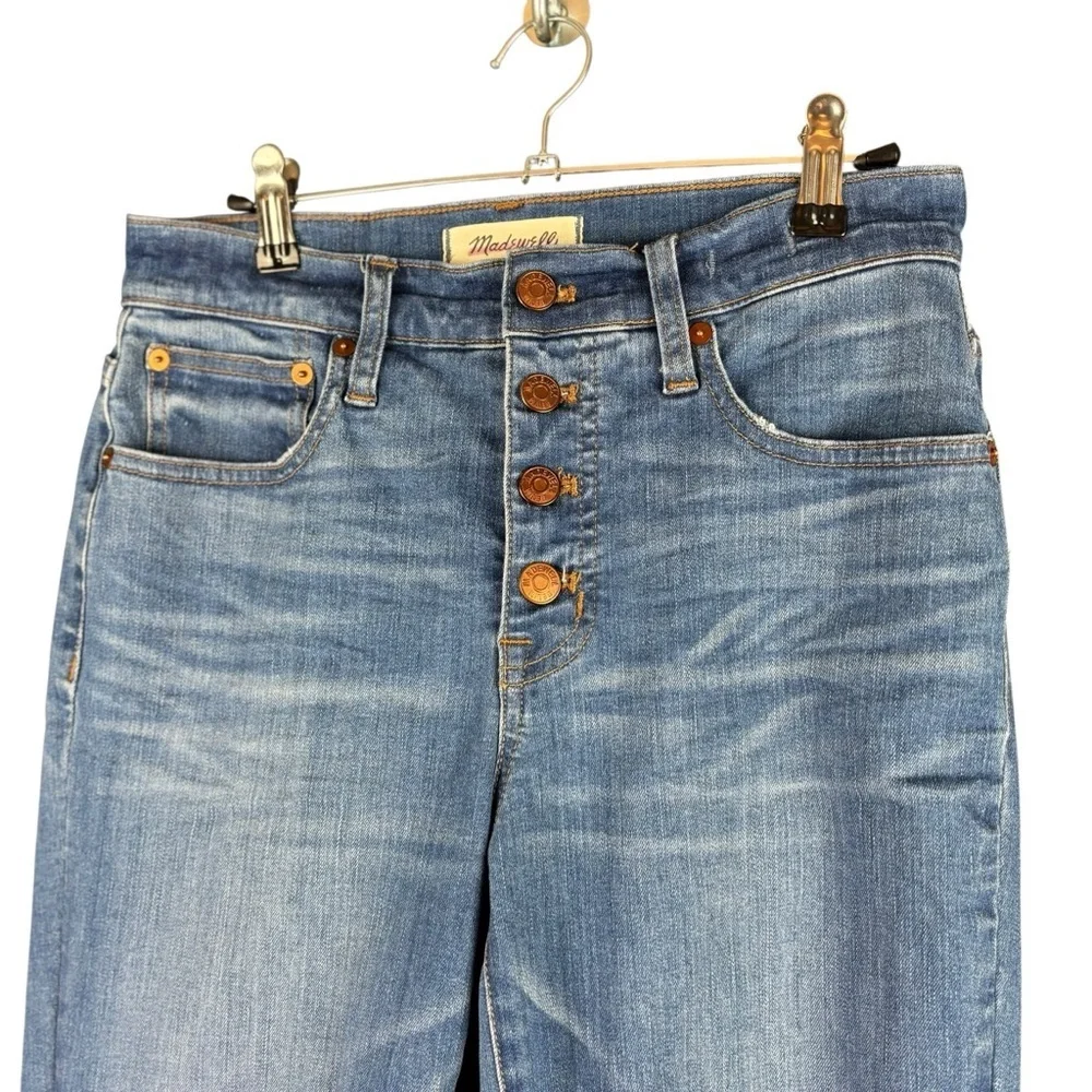 EUC Madewell Women’s High-rise Demi-Boot Distressed Crop Jeans – Sz 26